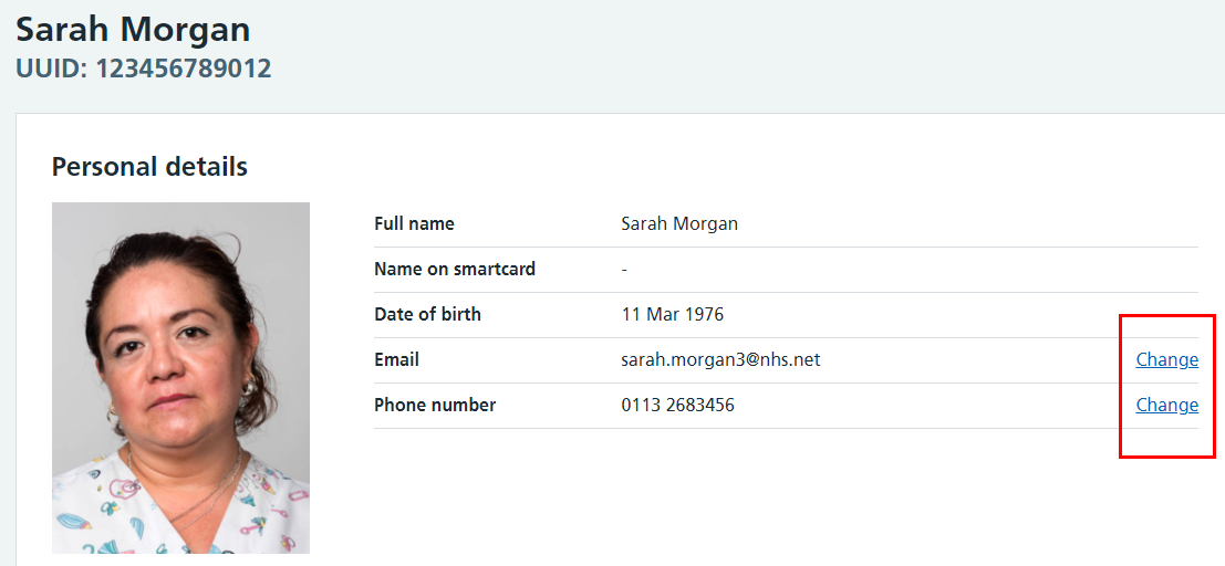 CIM view own profile change links highlighted