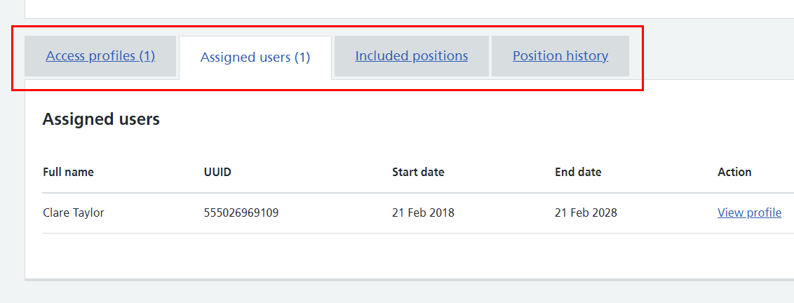 CIM view position details tabs highlighted