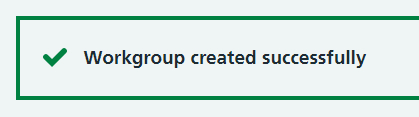 CIM workgroup created successfully message