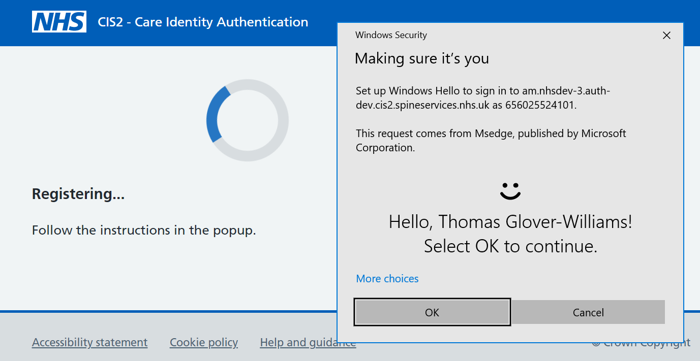 Shows a timer icon overlaid by a popup that says 'making sure it's you'