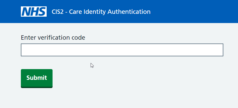 Shows a form field for entering the verification code