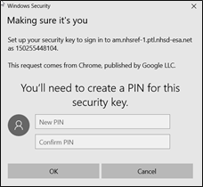 Shows form fields for creating and confirming a PIN