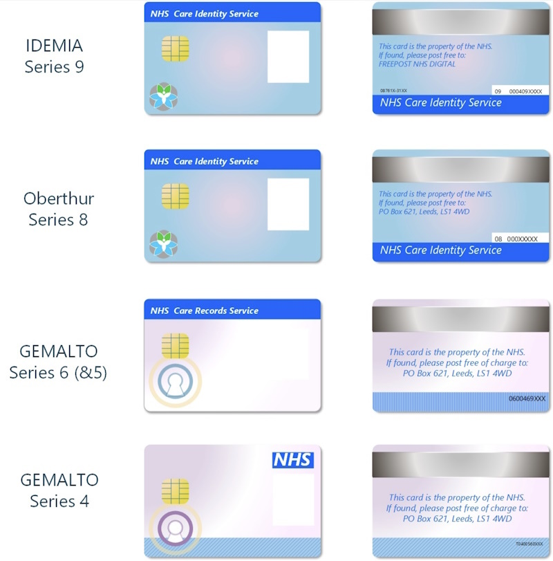 Examples of smartcards of each series number