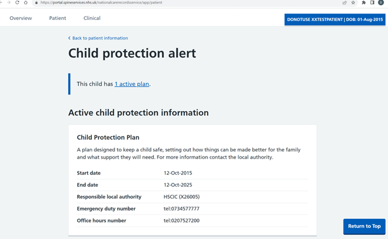 Child protection alert