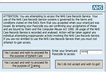 NHS Care records screen