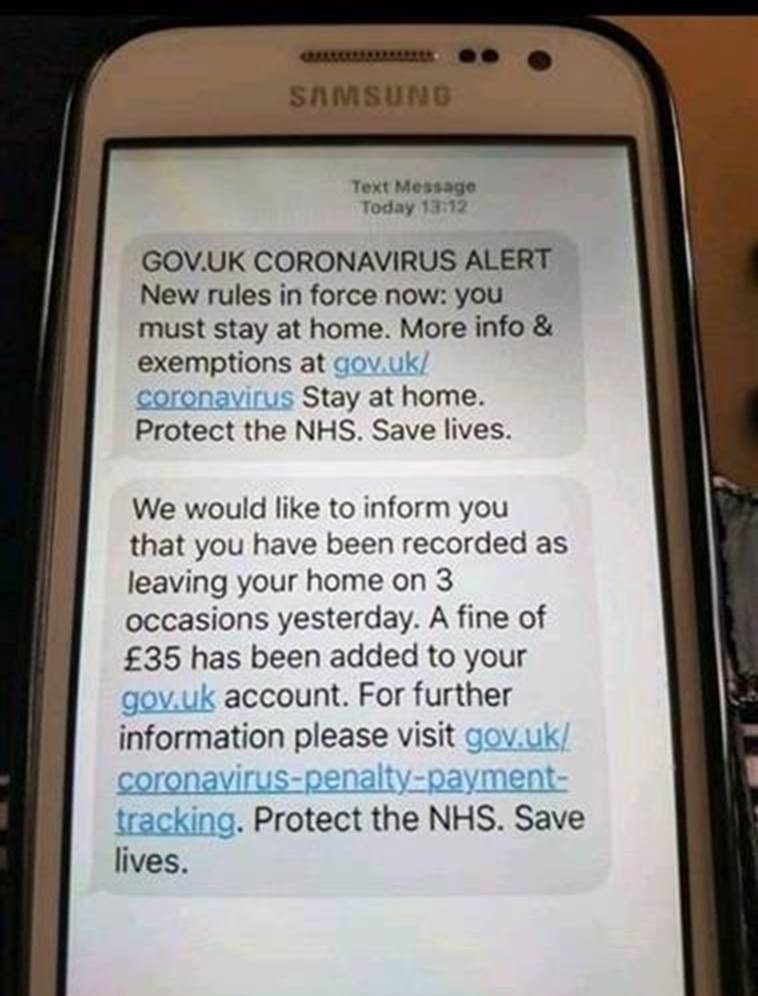 image of mobile phone with phishing message