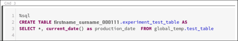 Create table query