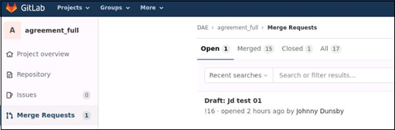 Image of Merge Requests screen