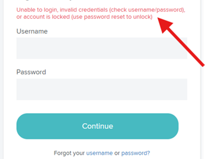 DoS forgot username or password screen