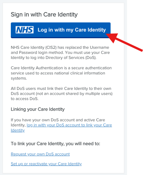 Sign in with Care Identity