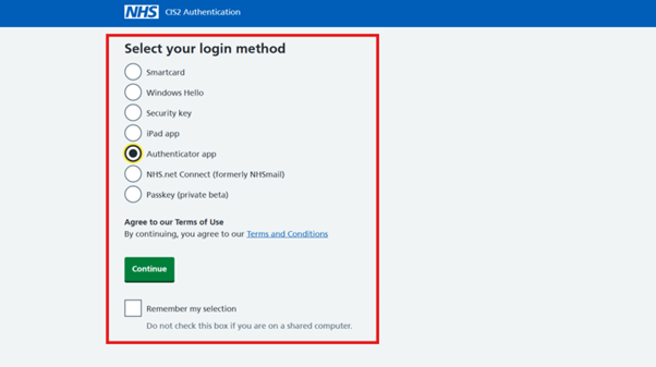 Select your login method