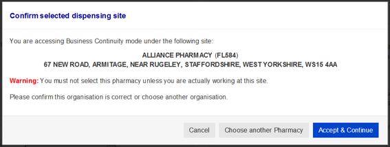 screen shot of eps locum site confirmation screen