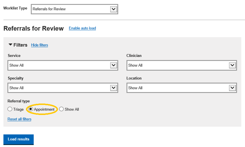 worklist filters