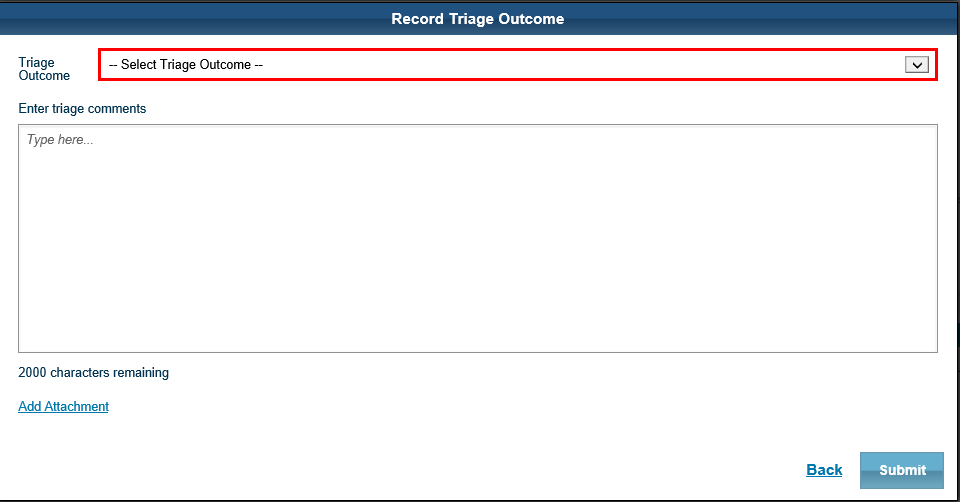 Image of the record triage outcome box