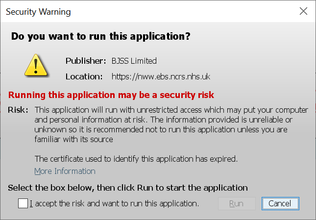 Image of ActiveX pop-up box