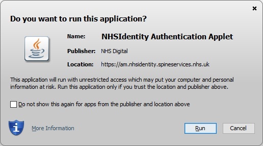 Image of Java Applet installation pop-up box