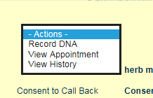 screen shot of NHS e-RS showing an example of a did not attend appointment
