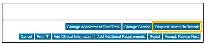 Screenshot of Request admin to rebook button