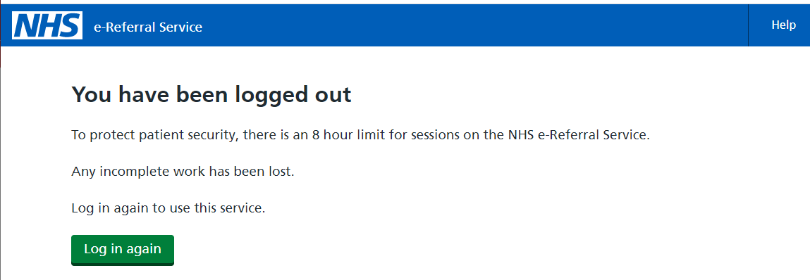 image displays message when a user is automatically logged out after an absolute time out