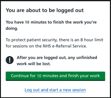 image displays absolute time out notification