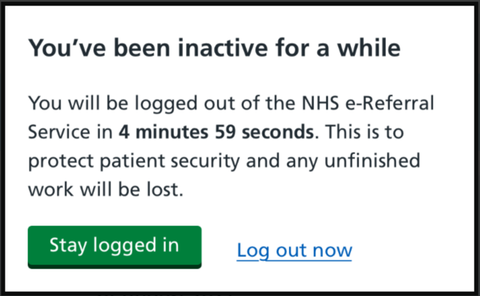 image displays idle time out notification