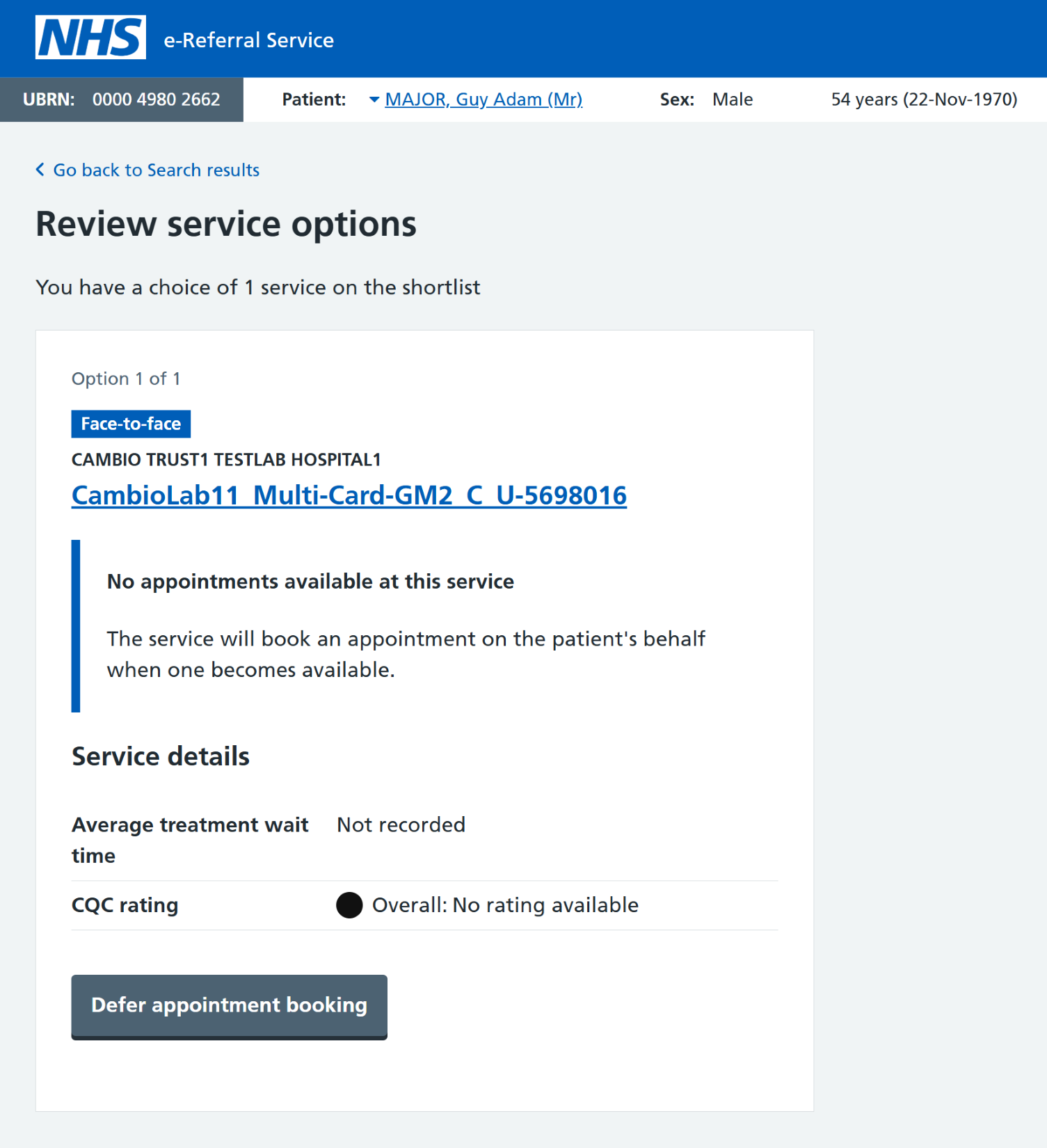 Review service options