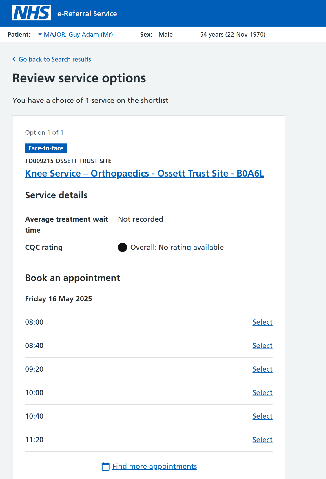 Review service options