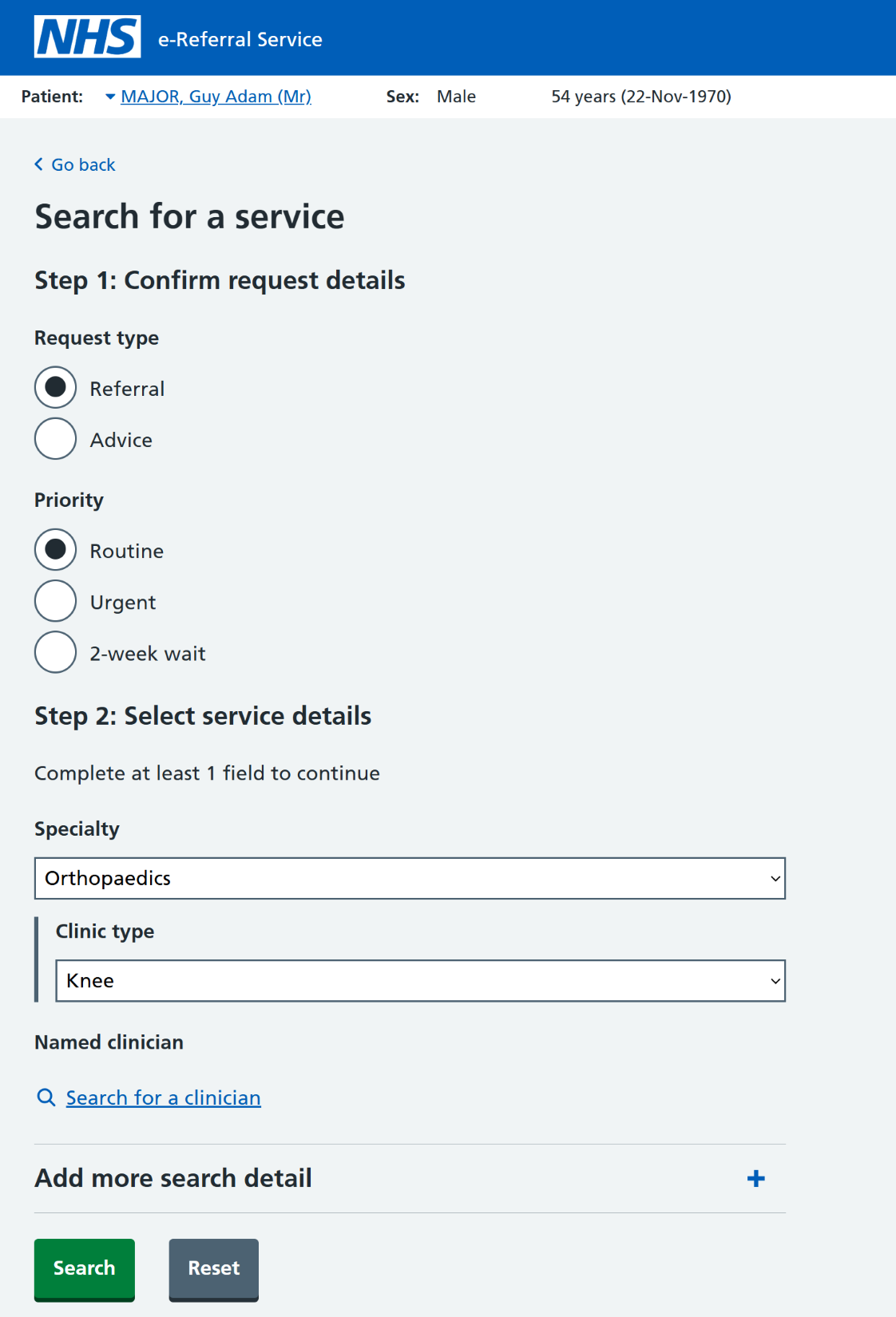Search for a service confirm request details