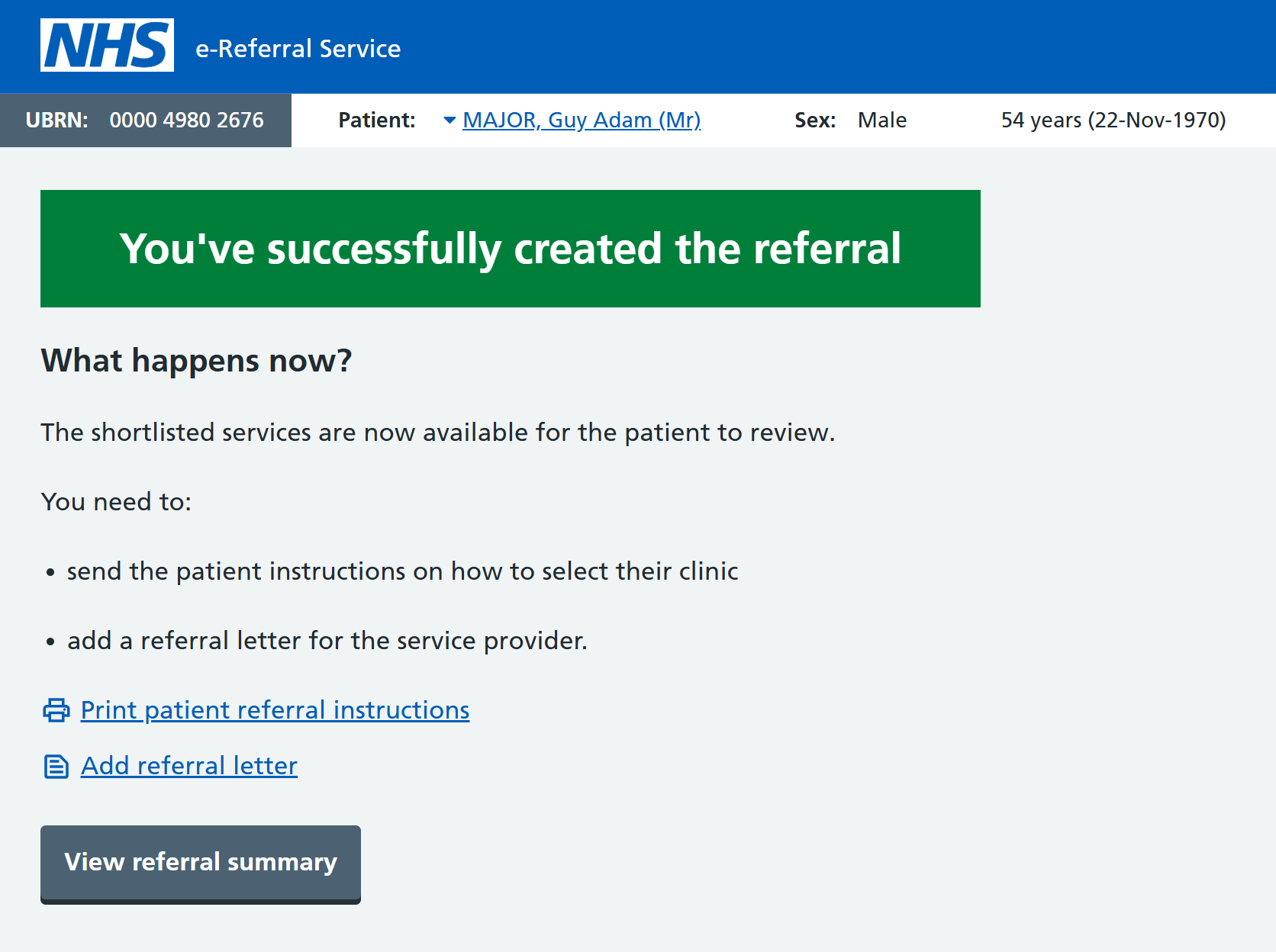 You've successfully created the referral