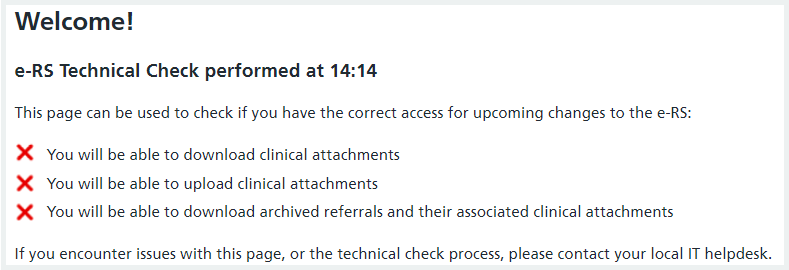 image showing unsuccessful check screen