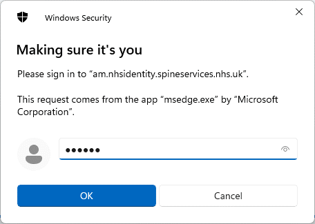Image displays password prompt in Microsoft Edge