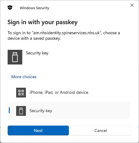Image displays screen from signing in using passkey