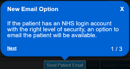 Image of help information that the user will see when the functionality has been introduced