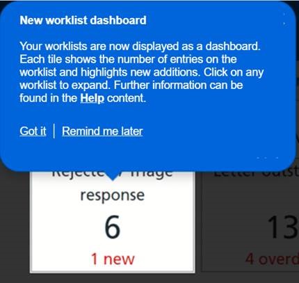 Example notification within the e-Referral Service support notification feature