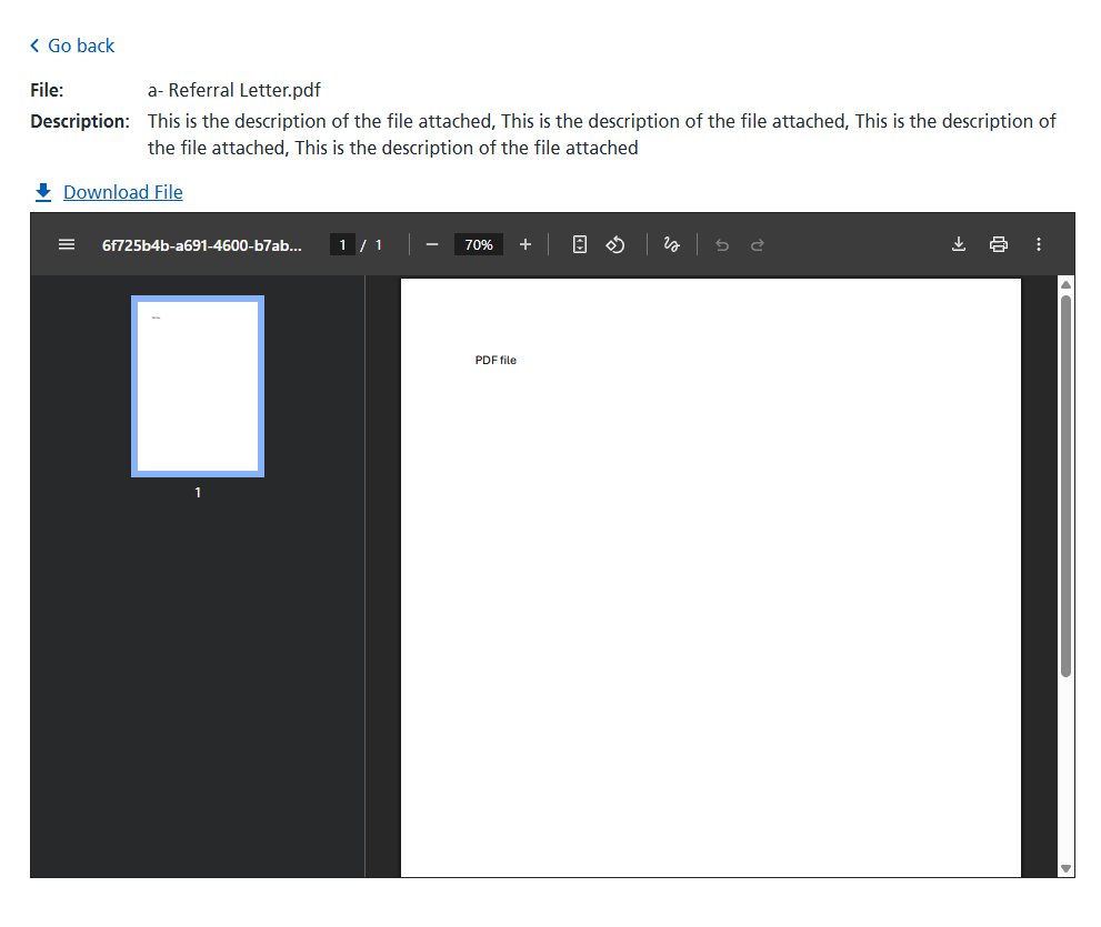 PDF file type opened in preview view