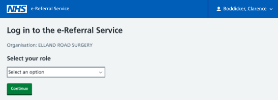 Image displays drop down list for role selection