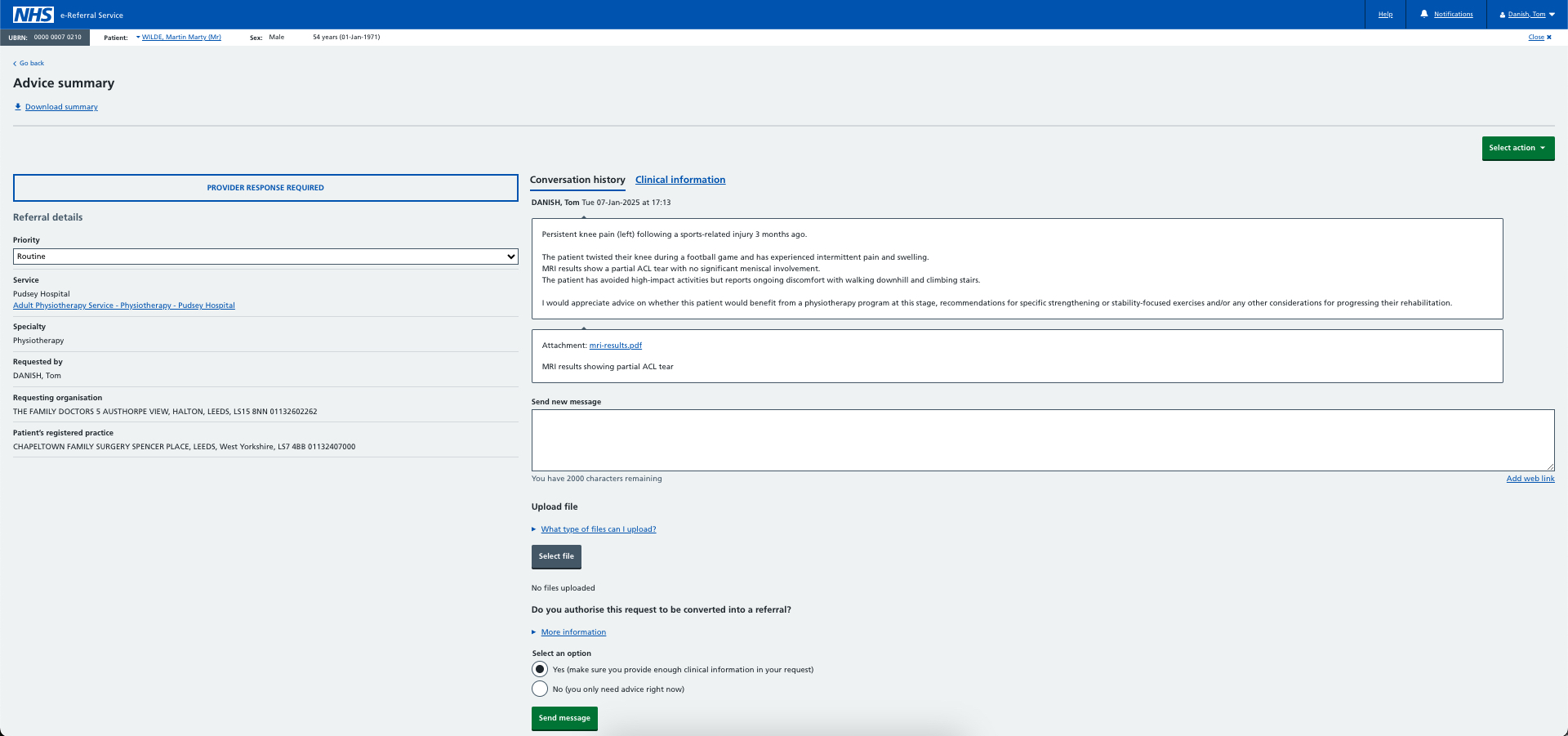 Reviewing an advice and guidance request