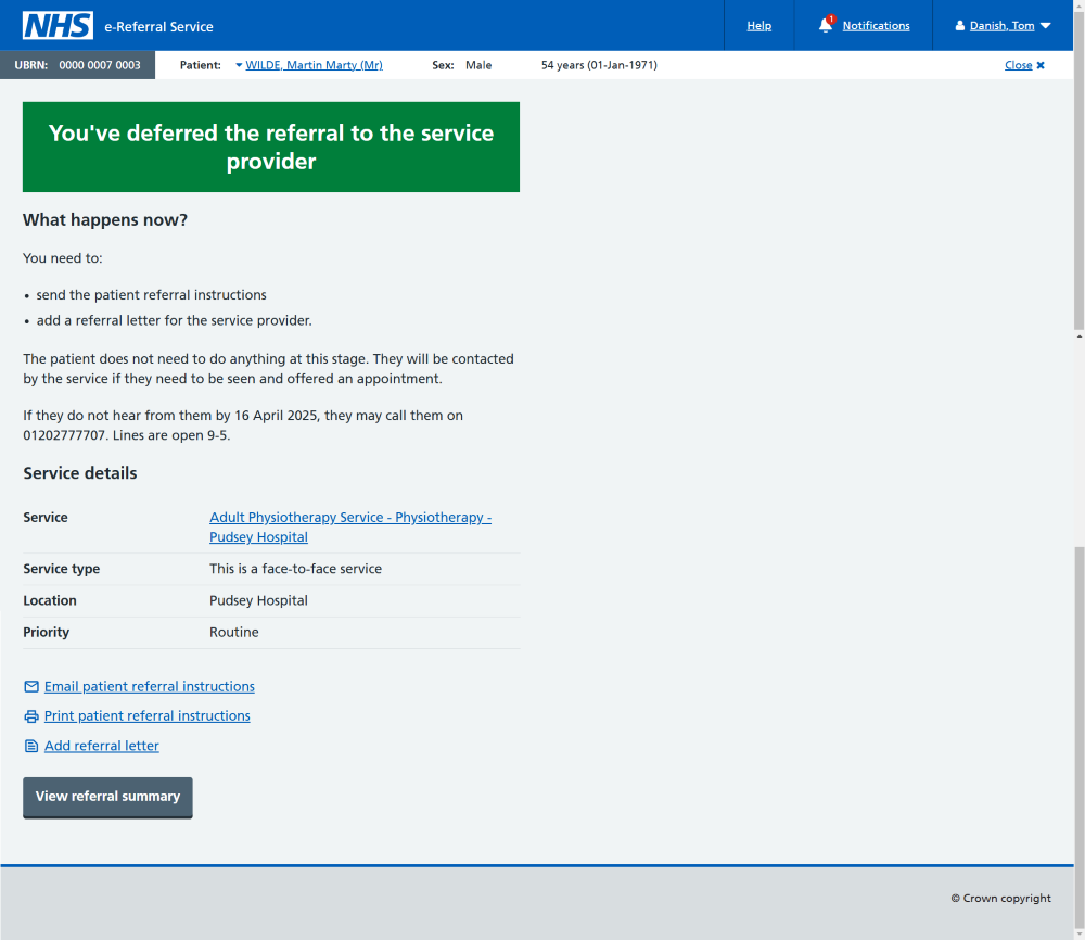 new defer appointment confirmation screen