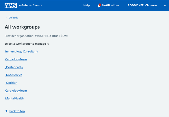 service definer all workgroups screen