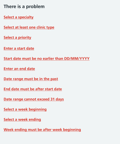 Image showing the error message for mandatory fields for slot availability.