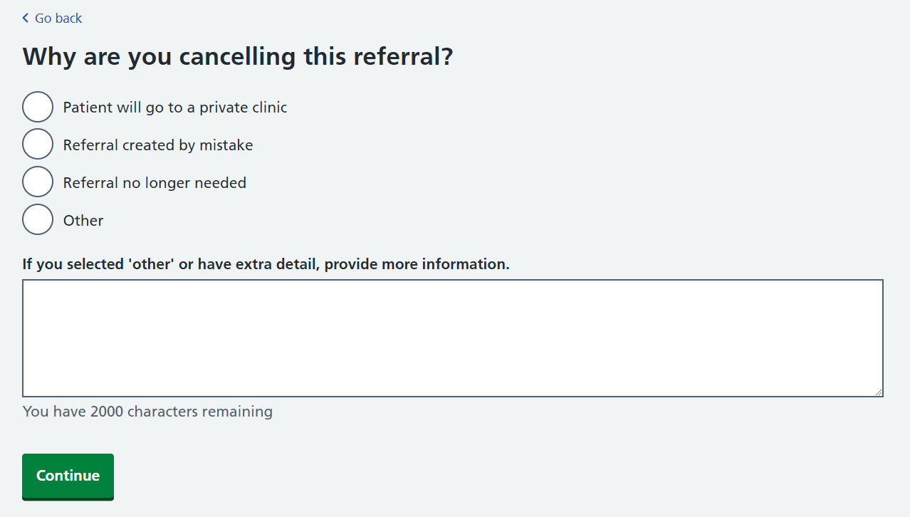 Cancellation reasons