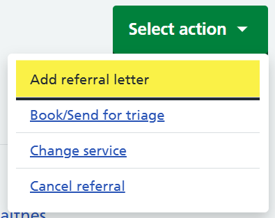 Action drop down options