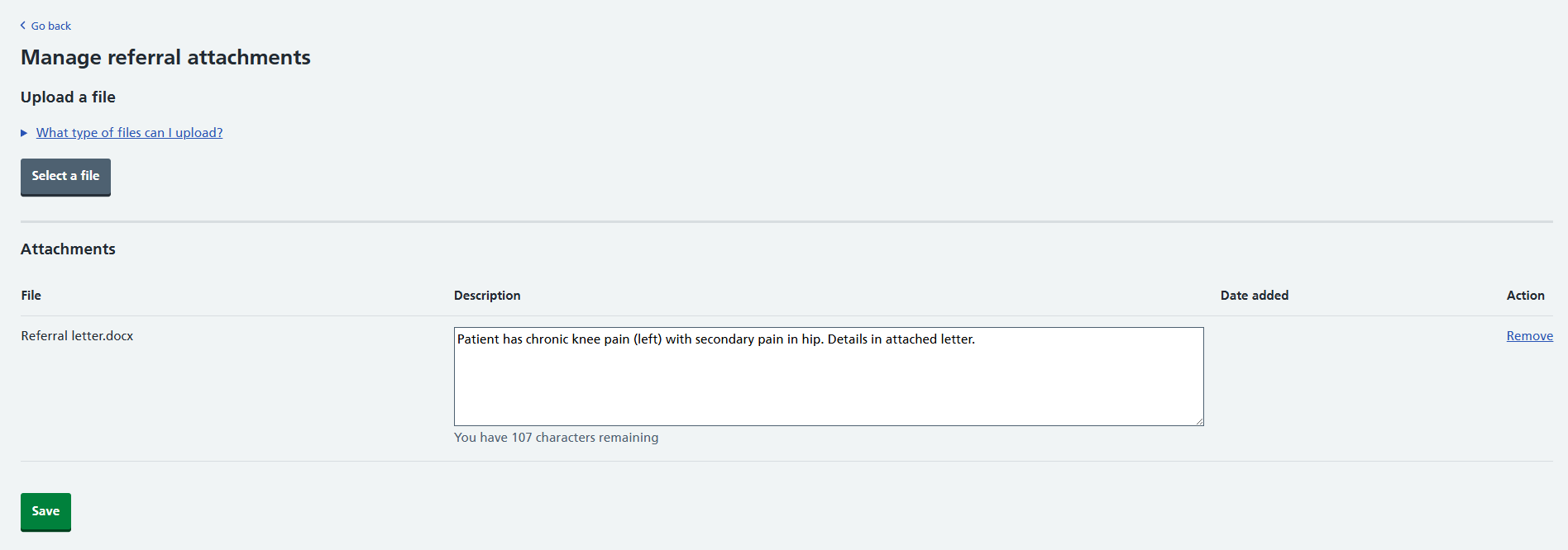 Image of Add referral letter with attachment added