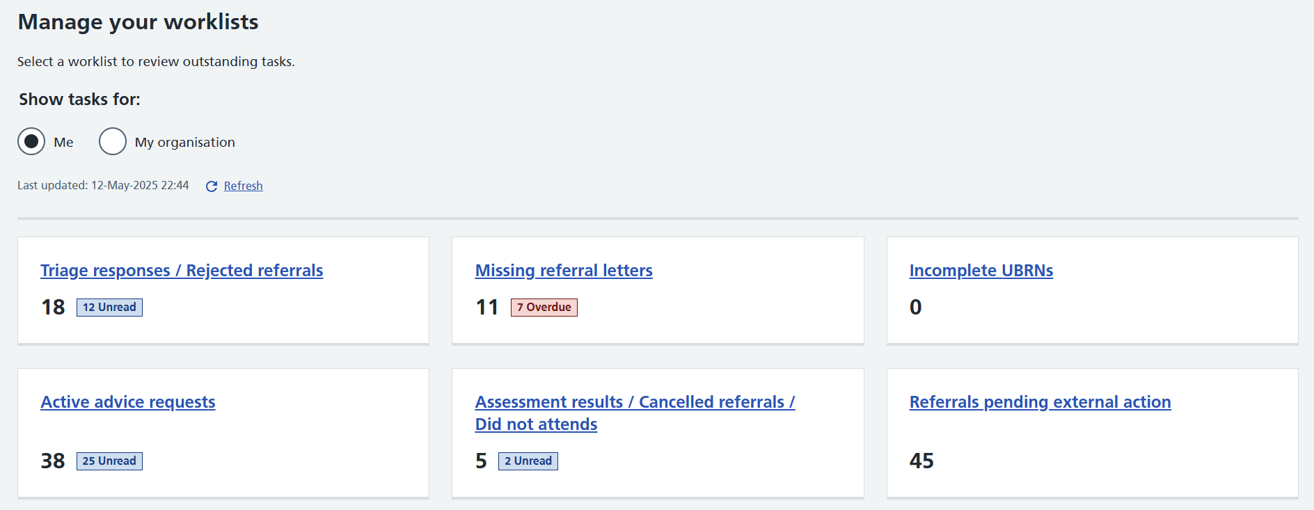 Image displays notifications on worklists