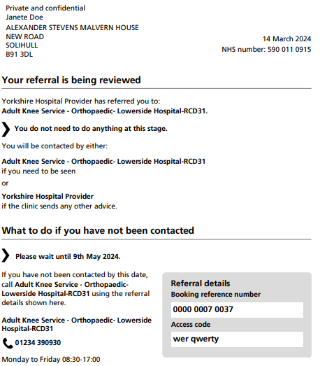 Referral letter example