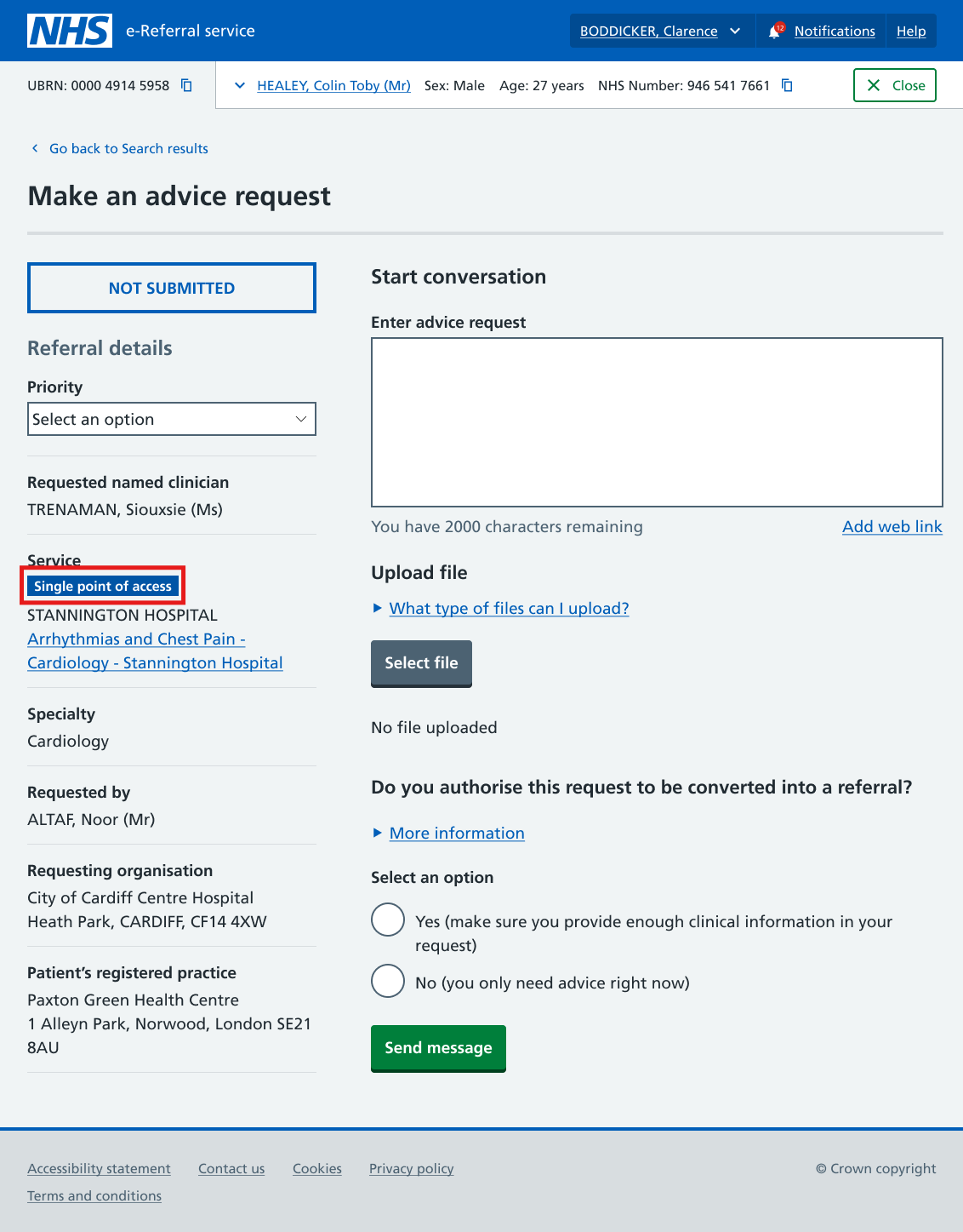 Image displays SPoA label when an advice request is made using SPoA