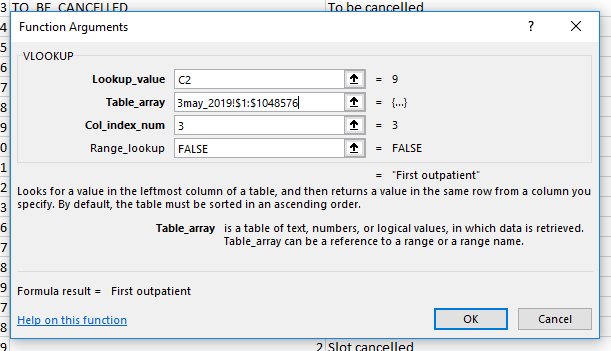 Image of  table_range look up screen within NHS eRS translating extracts