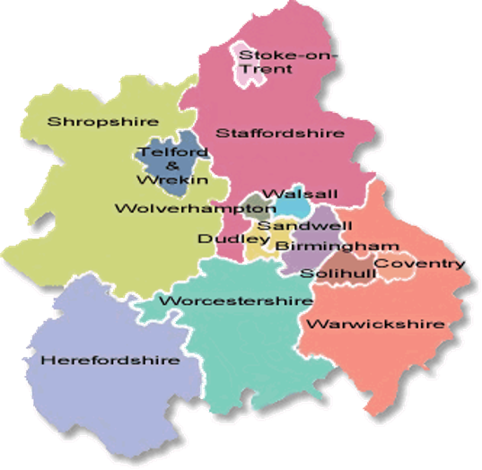 West Midlands Ambulance Trust map