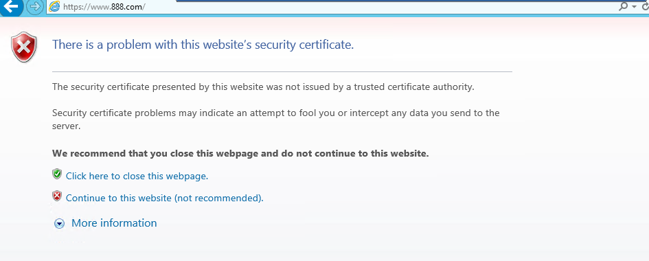 Figure 2 - HTTPS browser warning in Internet Explorer