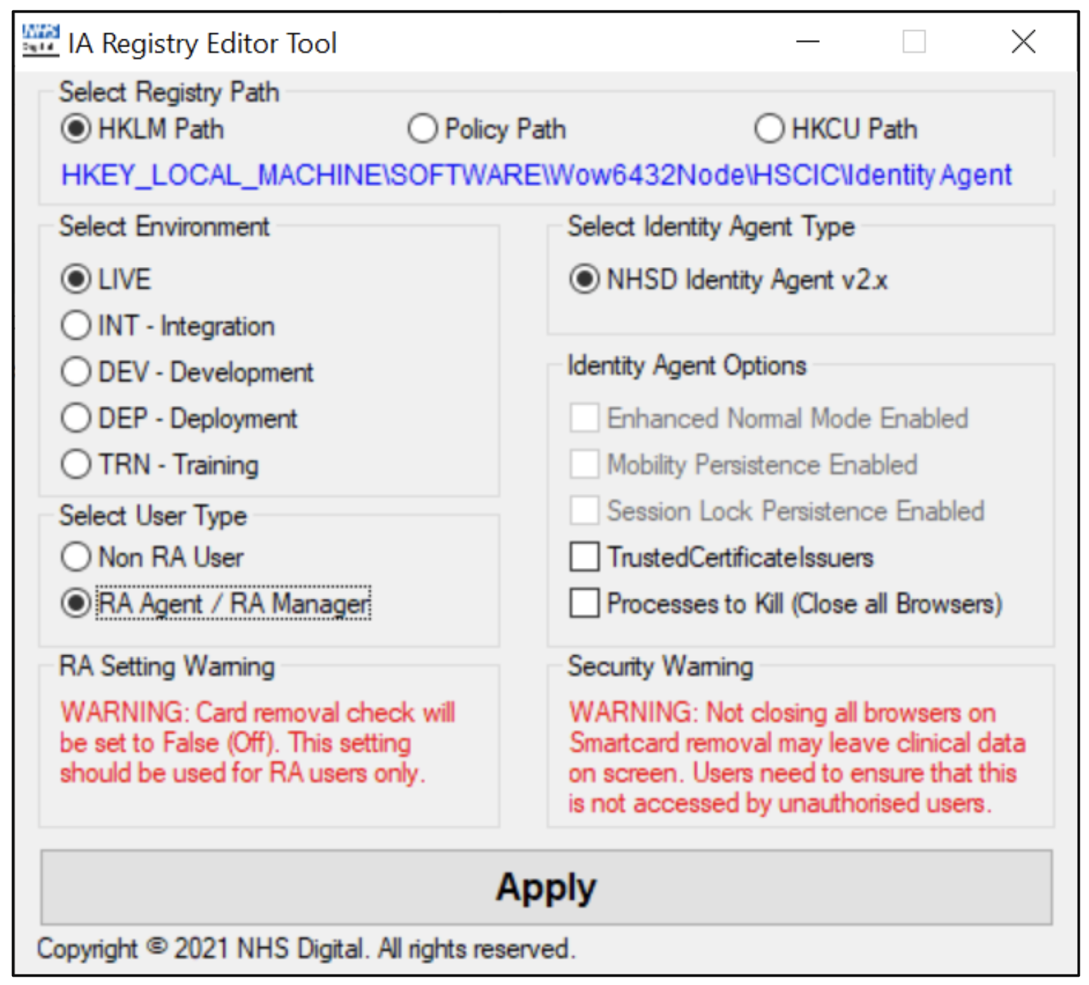 IA registry editor options 2